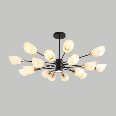 Cream Glass Shade LED Suspension Light 10 Inchs Height Nordic Style Chandelier Lighting