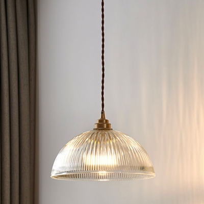 Dome Pendant Single Light with Clear Prismatic Glass for Bedside Hallway Kitchen