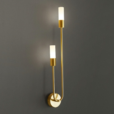 Entry Luxury Indoor Wall Lighting 2 Lights Metal Wall Mount Light Fixture for Bedroom in Gold