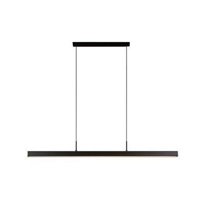 Frosted Modern Minimalism LED Island Light Rubber Wood + Iron Long Strip Kitchen Hanging Pendant in Black with 59