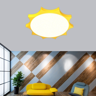 Funny Ceiling Light with 1 LED Light Sun Acrylic Shade Flushmount Light for Children Bedroom