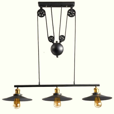 Industrial Island Light Metal Ceiling Mount with 3 Lights Metal Cone Shade Billiard Light for Restaurant
