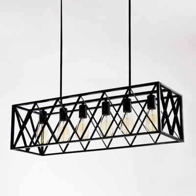 Industrial Pendant Metal Ceiling Mount Cage Metal Shade Billiard Fixture for Living Room