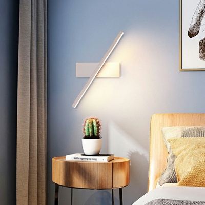 Iron Minimalist Bedroom Wall Lamp Black Linear LED 1-Light Wall Sconce