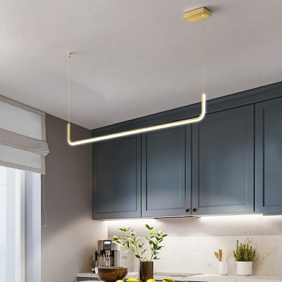Linear Acrylic LED Island Lamp Minimalism 47.5 Inchs Height Hanging Light for Dining Room
