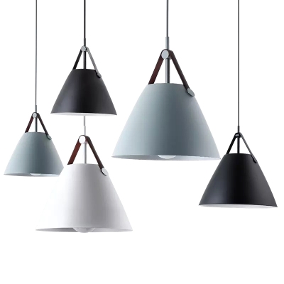 Metal Cone Shade Nordic Living Room Pendant 1-Head Hanging Lamp