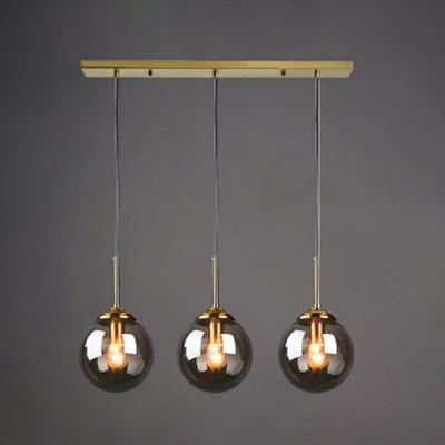 Modern Living Room Ball Shade Pendant made of Glass 3-Head Suspension Lighting