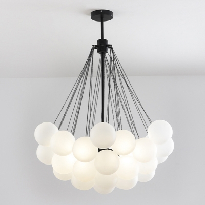 White Frosted Glass Suspension Lighting Modern Living Room Balloon Design Chandelier