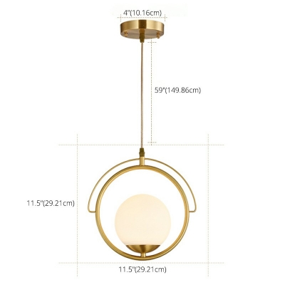 White Glass Ball Shade Suspension Lamp 11.5