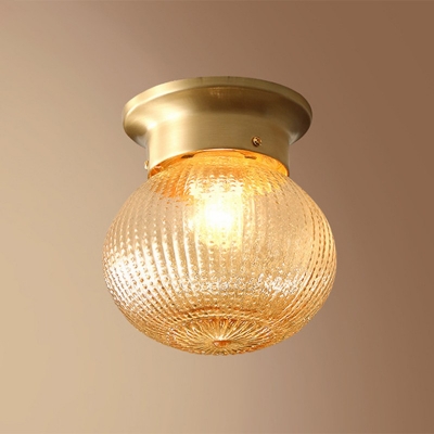 1 Bulb Spherical Ceiling Mount Light Fixture Glass Modern Style Close To Ceiling Light in Gold