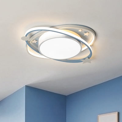 1 LED Light Ceiling Light Circle Acrylic Shade Flush Mount Ceiling Light for Children Bedroom