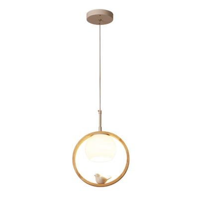 1 Light Contemporary Pendant Globe Glass Shade Circle Metal Ceiling Mount Single Pendant for Bedroom