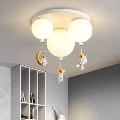 3 Light Creative Ceiling Fixture Glass Geometric Shade Flush Mount Ceiling Light for Living Room