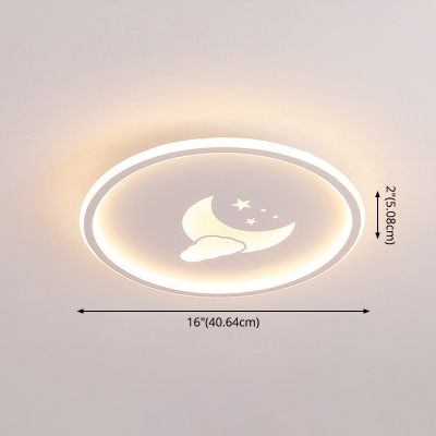 Acrylic Moon and Circle Shade Ceiling Light with 1 LED Light Flush-mount Light for Bedroom