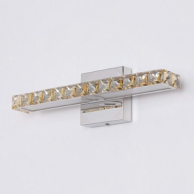 Amber Crystal LED Mirror Front Lamp Modern Linear Gold 1-Light Wall Lamp