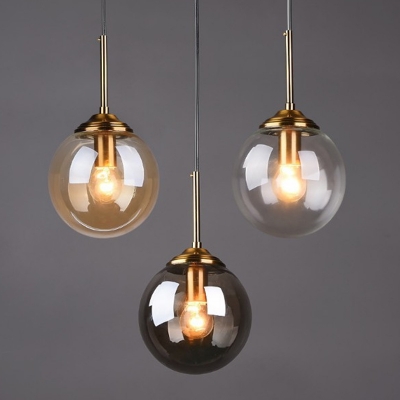 Ball Hanging Lamp Post-Modern 1 Head Clear Glass Ceiling Pendant for Bedside in Brass Finish