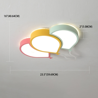 Balloon Acrylic Shade Creative Ceiling Light with LED 3 Light Flush Mount Ceiling Fixture for Children Room