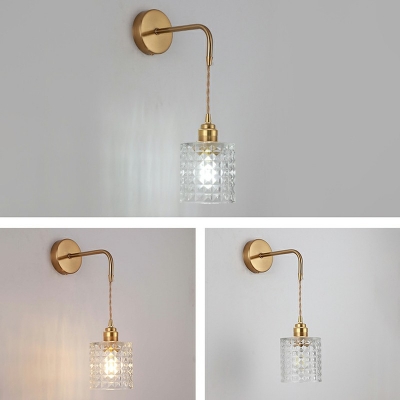 Bedside Wall Lamp Fixture Glass 1 Bulb Postmodern LED Wall Sconce with Long Arm in Gold