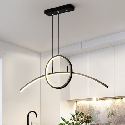 Circle Arc Aluminum Pendant Minimalist Style Linear LED 2-Licht Hanging Lamp for Dining Room