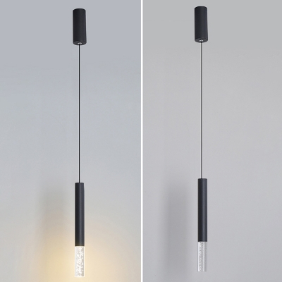 Cylinder LED Pendant Lighting Contemporary Aluminum 1 Light Track Lights in Black Finish