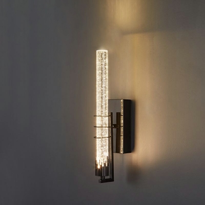 Cylinder Wall Mount Light Fixture Simple Bubble Crystal Warm Light Living Room LED Wall Sconce Lighting