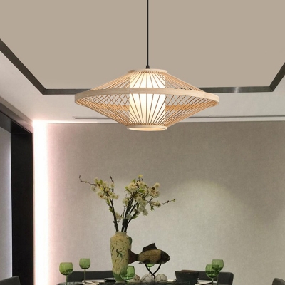 Gyro Bamboo Shade Traditional Pendant Circle Metal Ceiling Mount 1 Light Single Pendant for Dining Room