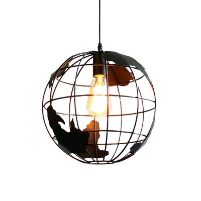 Industrial Orb Single Pendant Light 12 Inchs Wide Globe Shade for Coffee Shop