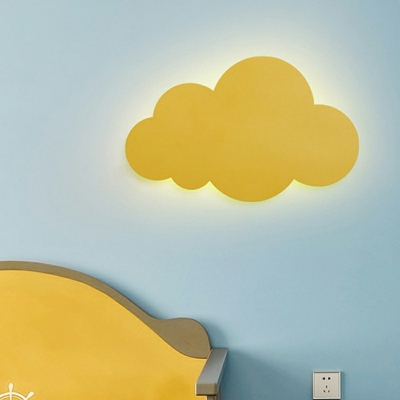Kids Bedroom Macaron Colour Wall Lamp Metal Cloud Shade LED 1-Light Wall Sconce