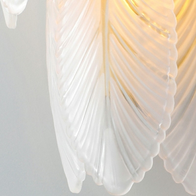 Leaf Shaded Wall Light Modernism 10 Inchs Wide Decorative Sconce Light in White for Foyer