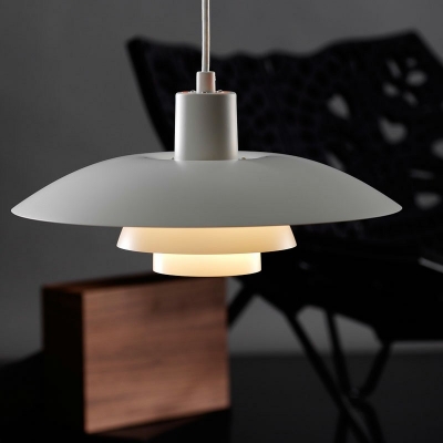 Nordic Living Room Pendant Aluminum Macaron Shade Pot 1-Head 16 Inchs Wide Hanging Lamp in White