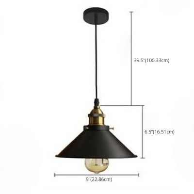 Vintage Industrial Style Mini Hanging Light 9 Inchs Wide Saucer Shade Metal Suspended Light for Bedroom in Black