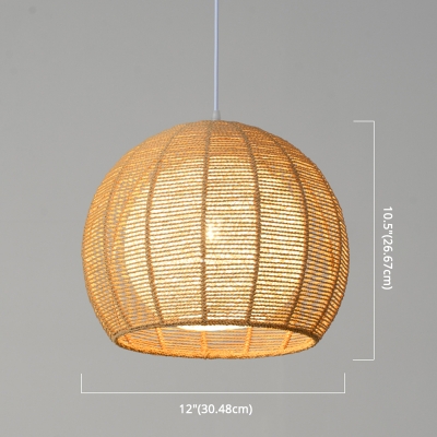 1 Light Simplicity Hanging Light Globe Bamboo Shade Circle Ceiling Mount Single  Pendant for Living Room