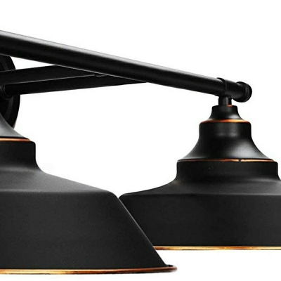 Black Linear Vanity Wall Lights 2 Heads Industrial Metallic Vanity Mirror Lights with Bell Shade