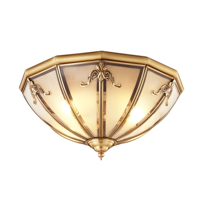 Brass Dome Flushmount Vintage Frosted White Glass 18