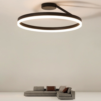 Contemporary Ceiling Light Circle Acrylic Shade with 1 LED Light Metal Circle Ceiling Mount Semi Flush for Tearoom