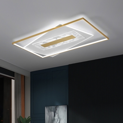Contemporary Ceiling Light with 3 LED Light Rectangle Acrylic Shade Flush Mount Ceiling Light for Living Room