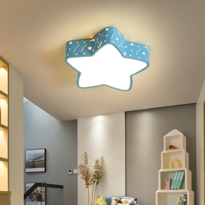 Contemporary LED Flush Mount Ceiling Light Star Bedroom Metal Ceiling Flush Mount Light