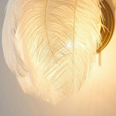 Feather Wall Sconce Modern Stylish Fur 1 Bulb 12 Inchs Height Living Room Wall Mounted Fixture