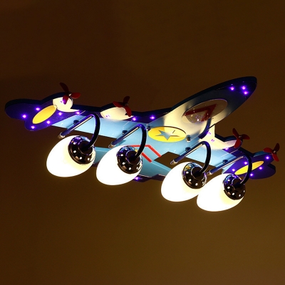 Glass Shade Ceiling Light Airplane Flush Mount with 4 Light Ceiling Light Fixture for Bedroom