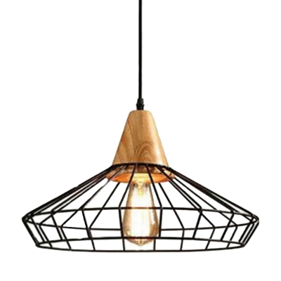 Industrial Pendant Cage Metal Shade with 1 Light Circle Metal Ceiling Mount Single Pendant for Living Room