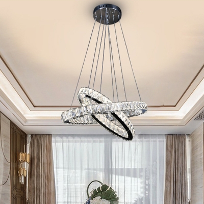 Interlace Rings Dining Room Chandelier Clear Crystal Contemporary Light Fixture 25.5