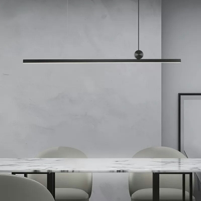Metal Shade Linear Island Light Modern Living Room Black LED Island Fixture in Stepless Dimming Light