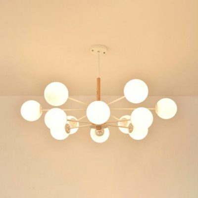Modern Chandelier Milk White Glass Globe Shade 23.5 Inchs Height Living Room Restaurant Hanging Lamp