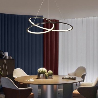 Modern Dining Room Crossed Suspension Lighting Metal Linear LED 1-Light Chandelier