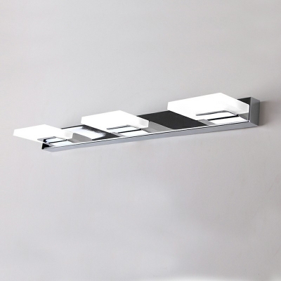 Modern LED Square Vanity Mirror Lights 4 Inchs Height Angle Adjustable Vanity Sconce for Bathroom in Stainless-Steel