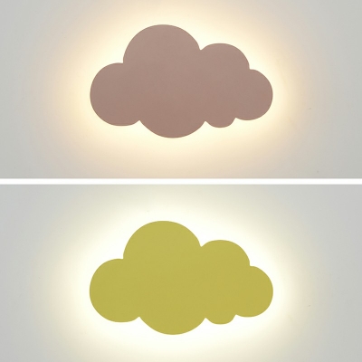 Simple Style Sconce Lamp Cloud Shape Metal LED Wall Light for Kindergarten in 3 Colors Light