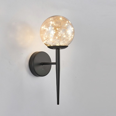 Spherical Wall Lamp Minimalist Gypsophila Glass Wall Sconce Lighting in Warm Light for Bedroom in Gold