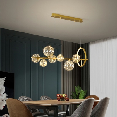 Starry Star Glass Ball Island Light Golden Aluminum Nordic Minimalist Bar Circle LED Lamp
