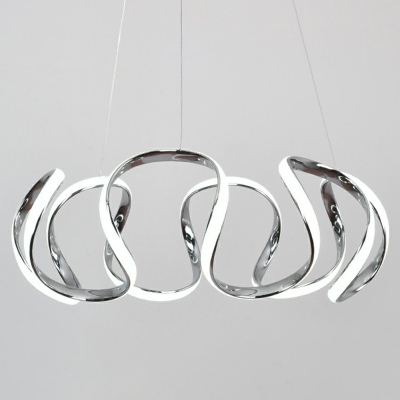 Wave Metallic Suspension Pendant Light LED Modern Style Chandelier Lighting Fixture for Living Room