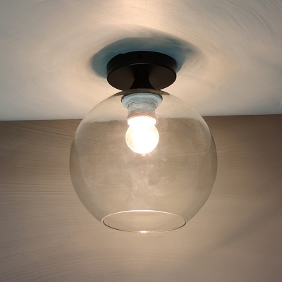 1 Head Globe Shade Semi Flush Mount Lighting Contemporary Style Glass Ceiling Light for Hallway